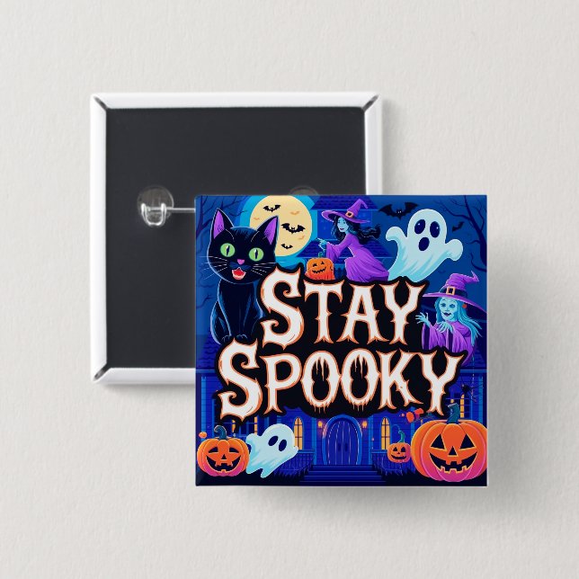 Cute stay spooky halloween knapp (Framsida & baksida)