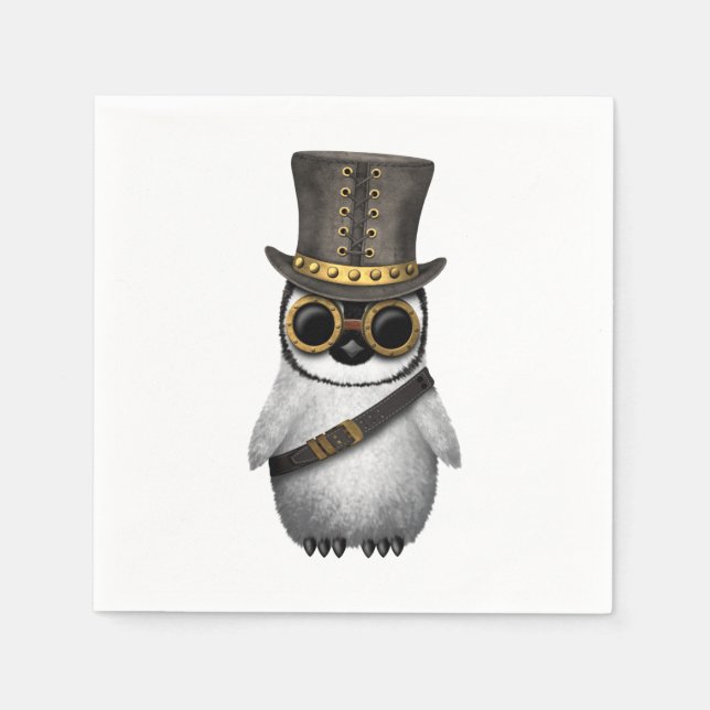 Cute Steampunk Baby Penguin Pappersservett (Framsidan)