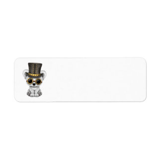 Cute Steampunk Baby Polar Bear Returadress Etikett