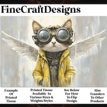 Cute Steampunk Cat med Vingar, Rain AX8 Decoupage