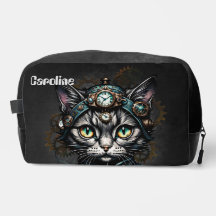 Cute steampunk cat with clocks and gears.