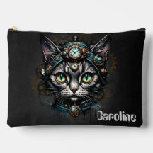 Cute steampunk cat with clocks and gears.
