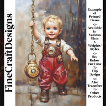Cute Steampunk Child Red Overalls X9 Decoupage