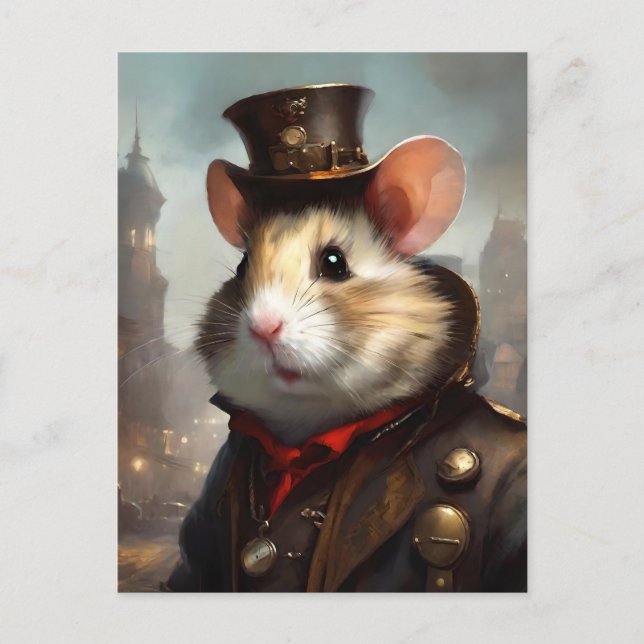 Cute Steampunk Hamster Vykort (Framsida)
