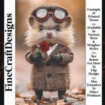 Cute Steampunk Hedgehog + Flower AH4 Decoupage