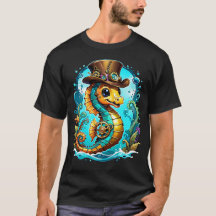 Cute steampunk seahorse med en snyggt hatt.