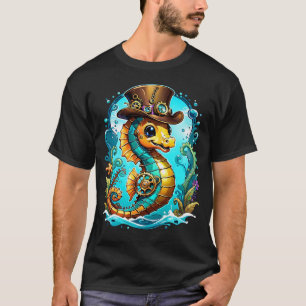 Cute steampunk seahorse med en snyggt hatt. t shirt