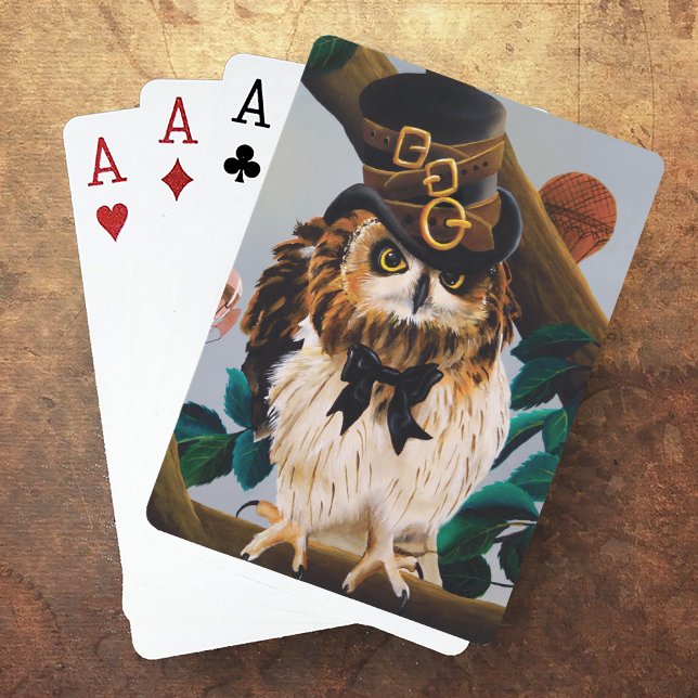 Cute Steampunk Top hat Uggla Spel Kort (Skapare uppladdad)