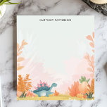 Cute Stegosaurus Dinosaur Kids Personlig Namn Anteckningsblock<br><div class="desc">Gå in i roligt med detta förtjusande, personlig anteckningsblock! En söt, pastellartad stegosaurus dinosaur-färgad vandrar genom ett förhistoriskt landskap av myrträd och löv. Den här lekande designen är perfekt för barn och dinosauer älskare i alla åldrar. Lägg till anpassningsbarna för att göra anteckningsblocket unikt för dig. Perfekt för anteckningar, teckning...</div>