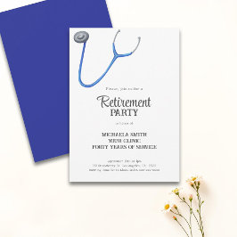 Cute Stethoscope Doctor Nurse Retirement Inbjudningar