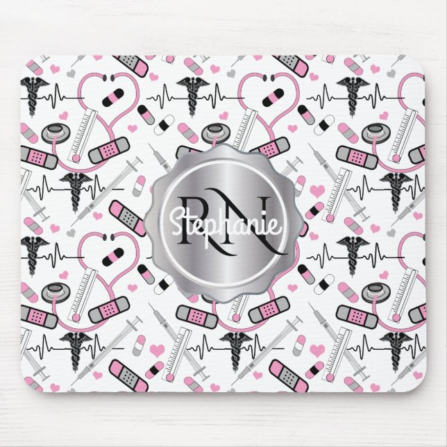 Cute Stethoscope Nurse | DOKTOR EKG MÖNSTER NAMN Musmatta (Framsidan)