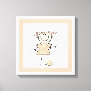 Cute Stick figur Girl Canvastryck