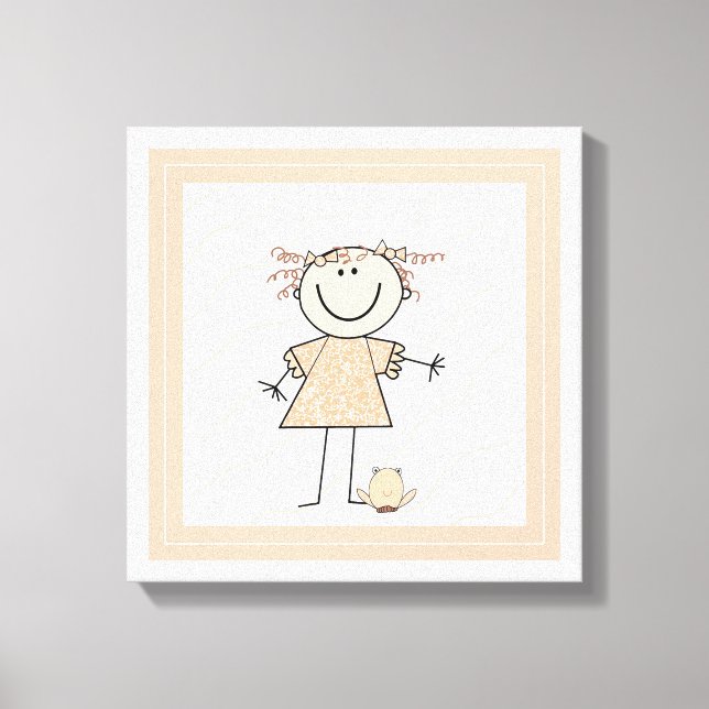 Cute Stick figur Girl Canvastryck (Framsida)