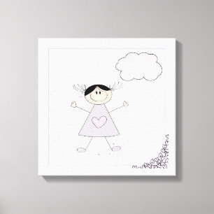 Cute Stick figur Girl Canvastryck