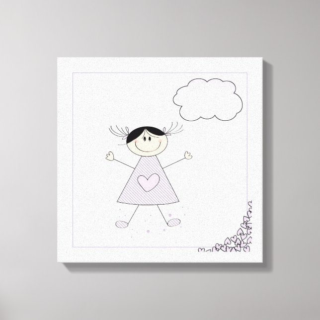 Cute Stick figur Girl Canvastryck (Framsida)