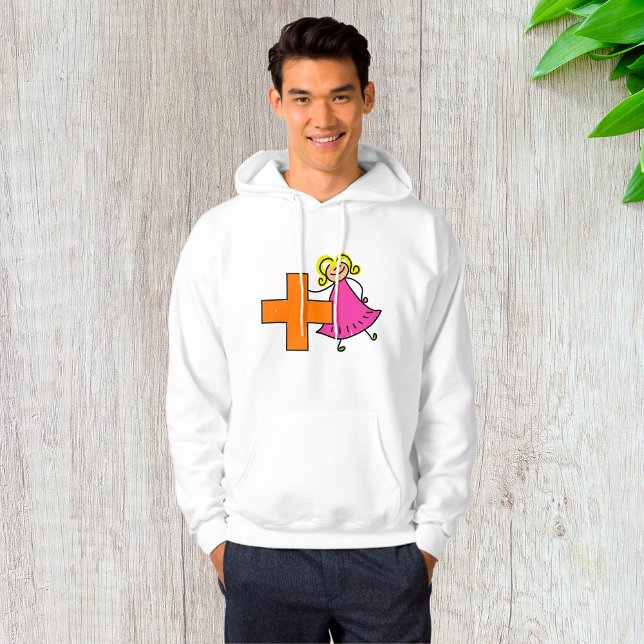 Cute Stick figur Girl med plustecken Hoodie (Skapare uppladdad)