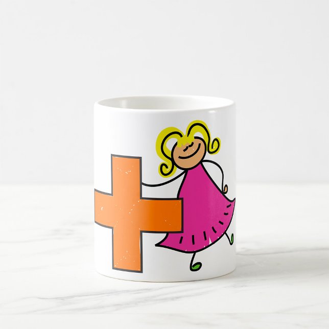 Cute Stick figur Girl med plustecken Kaffemugg (Skapare uppladdad)