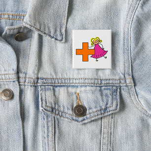 Cute Stick figur Girl med plustecken Knapp