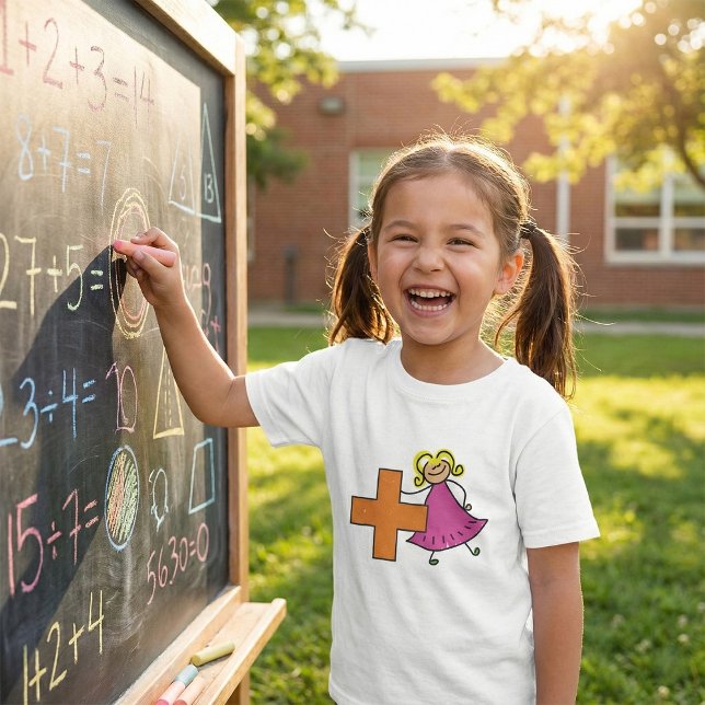 Cute Stick figur Girl med plustecken T Shirt (Skapare uppladdad)