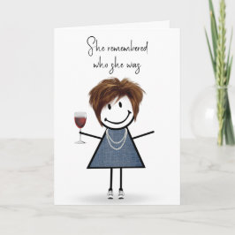Cute Stick figur Girl tänker på dig Kort