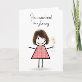 Cute Stick figur Girl tänker på dig Kort
