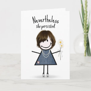 Cute Stick Girl in Denim Dress Inspiration Kort
