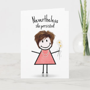 Cute Stick Girl in Gingham Dress Inspiration Kort