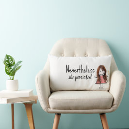 Cute Stick Girl in Gingham Dress with Quote Lumbarkudde
