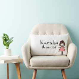 Cute Stick Girl in Gingham Dress with Quote Lumbarkudde