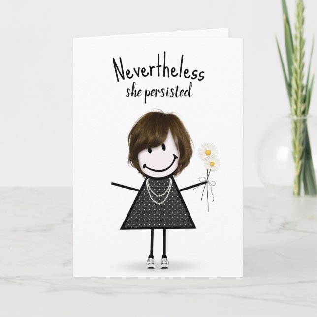 Cute Stick Girl in Sneakers with Quote Kort (Framsida)