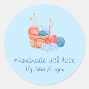 Cute Sticka Homemade-etikett Blå Runt Klistermärke