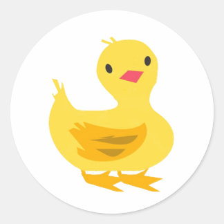 Cute Sticker med Duckling Runt Klistermärke