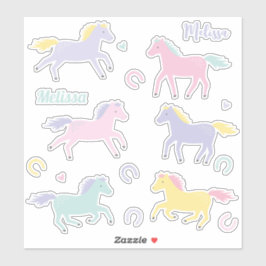 Cute stilized pastel Horses and hästseshoses Klistermärken