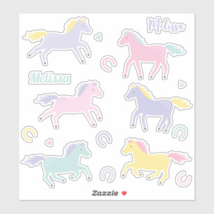 Cute stilized pastel Horses and hästseshoses Klistermärken