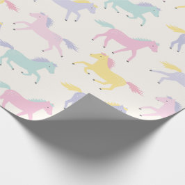 Cute stilized pastel Horses mönster på grädde Presentpapper