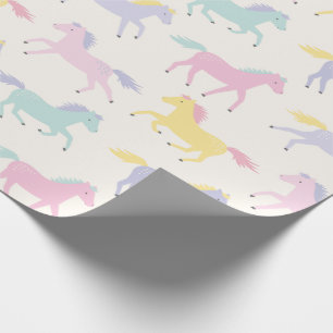 Cute stilized pastel Horses mönster på grädde Presentpapper