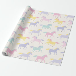 Cute stilized pastel Horses mönster på grädde Presentpapper