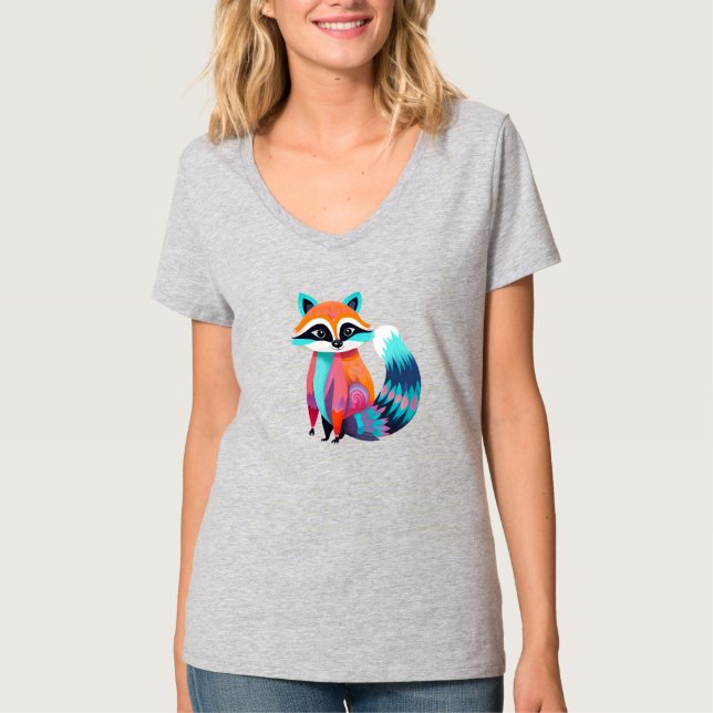 Cute stilized Racoon T Shirt (Framsida)