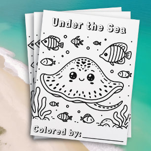 Cute Sting Ray i havet   Färgsida för barn Reklamblad