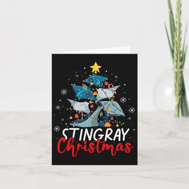 Cute Stingray Julgran Pajama Matching Costu Kort (Framsida)