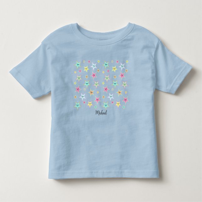 Cute-stjärnor med ansikte i pastel färg t shirt (Framsida)