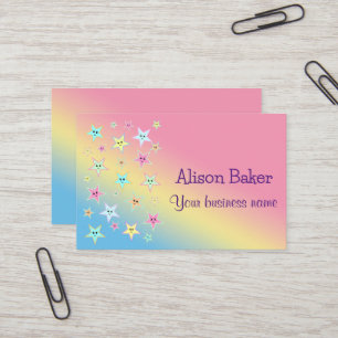 Cute-stjärnor med ansikte i pastel färg visitkort