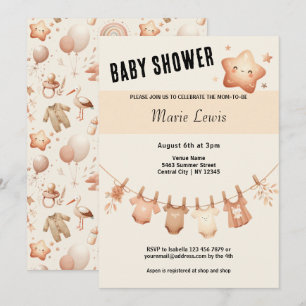 Cute Stollig Baby Shower - Kläder radinbjudan Inbjudningar