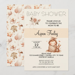 Cute Stollig Baby Shower - Ro-inbjudan Inbjudningar