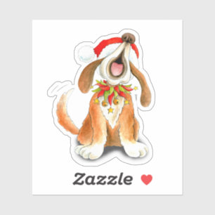 Cute stollig jul sång sjunger hund klistermärken