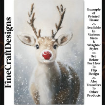 Cute Stollig Rudolph Reindeer in Snö BW6 Decoupage