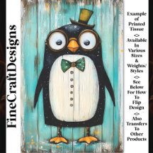 Cute Stollig Steampunk Penguin i Hat BR9 Decoupage