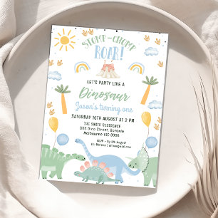 Cute Stomp Chomp Roar Dinosaur 1:a födelsedagen Inbjudningar