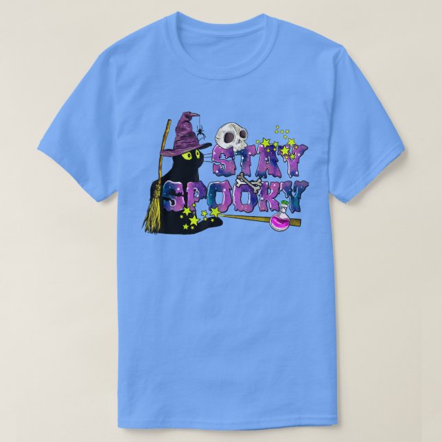Cute Stop Spooky Cat Witch Halloween Kids Manar Wo T Shirt (Design framsida)