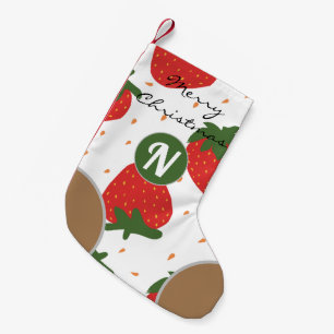 Cute storeberry Red Monogrammed grönt snyggt Julaf Liten Julstrumpa